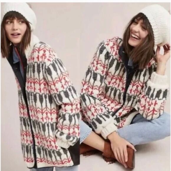 Anthropologie Sweaters - Anthropologie Sleeping On Snow Intarsia fair isle wool blend sweater cardigan S